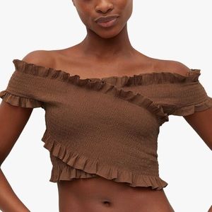 NWT Mango Shirred Crop Top
